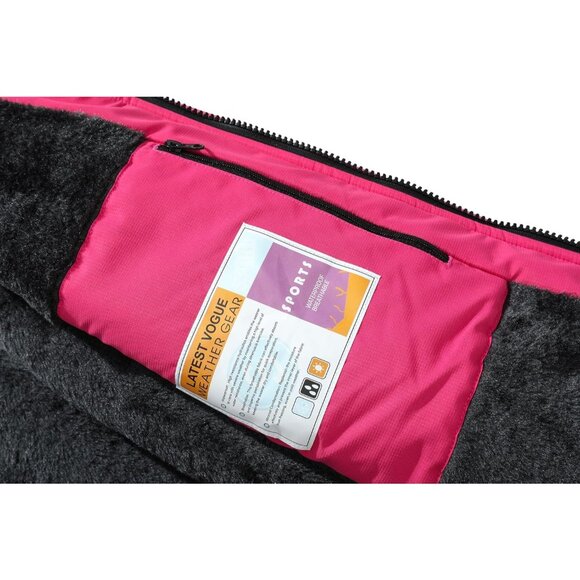 Women's Rose Red Waterproof Ski Jacket Warm Winter Coat Outdoor Snowboard Jacket - Picture 4 of 6